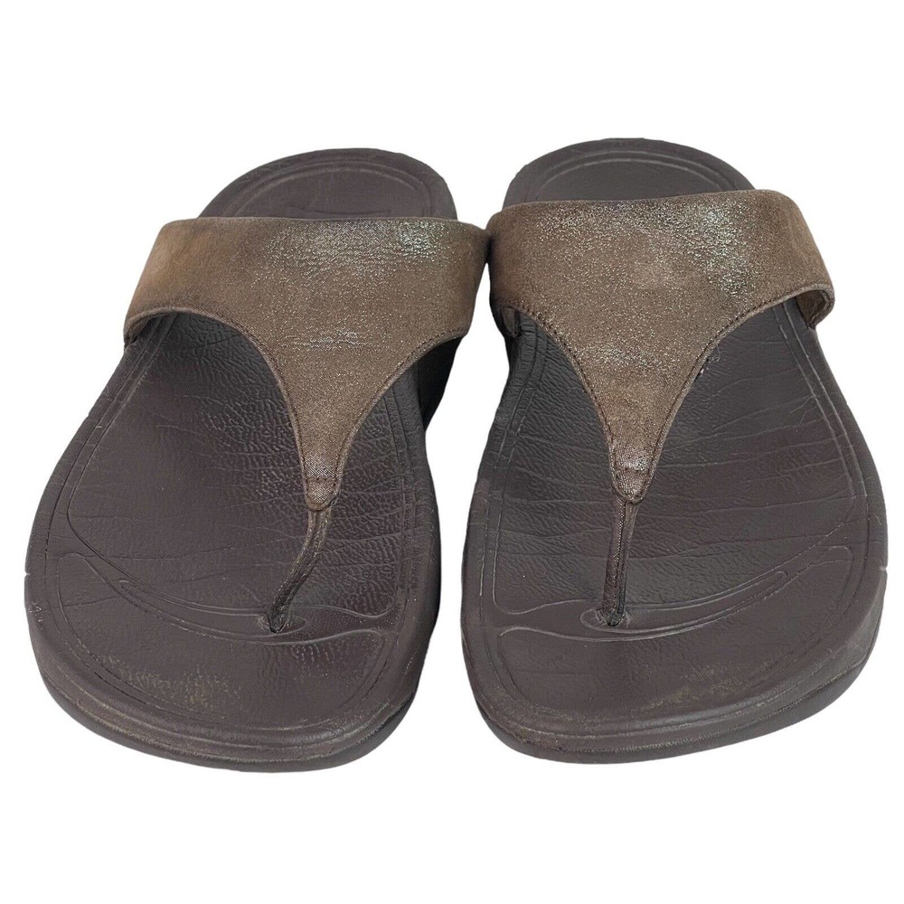Fitflop Lulu Bronze Shimmer Sandals Flip Flop Style 505012 Thong Womens Sz 8 - Picture 4 of 10